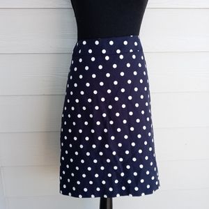 Merona Gorgeous Navy Blue White Dots Zip Back Closure With Pockets Pencil Skirt